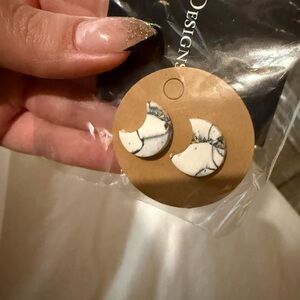 Chic Crescent White & Black Moon Earrings - Open to offers